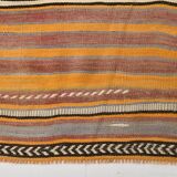 2x10 Pistriped Orange & Green Vintage Kilim Runner Rug, 69x325Cm