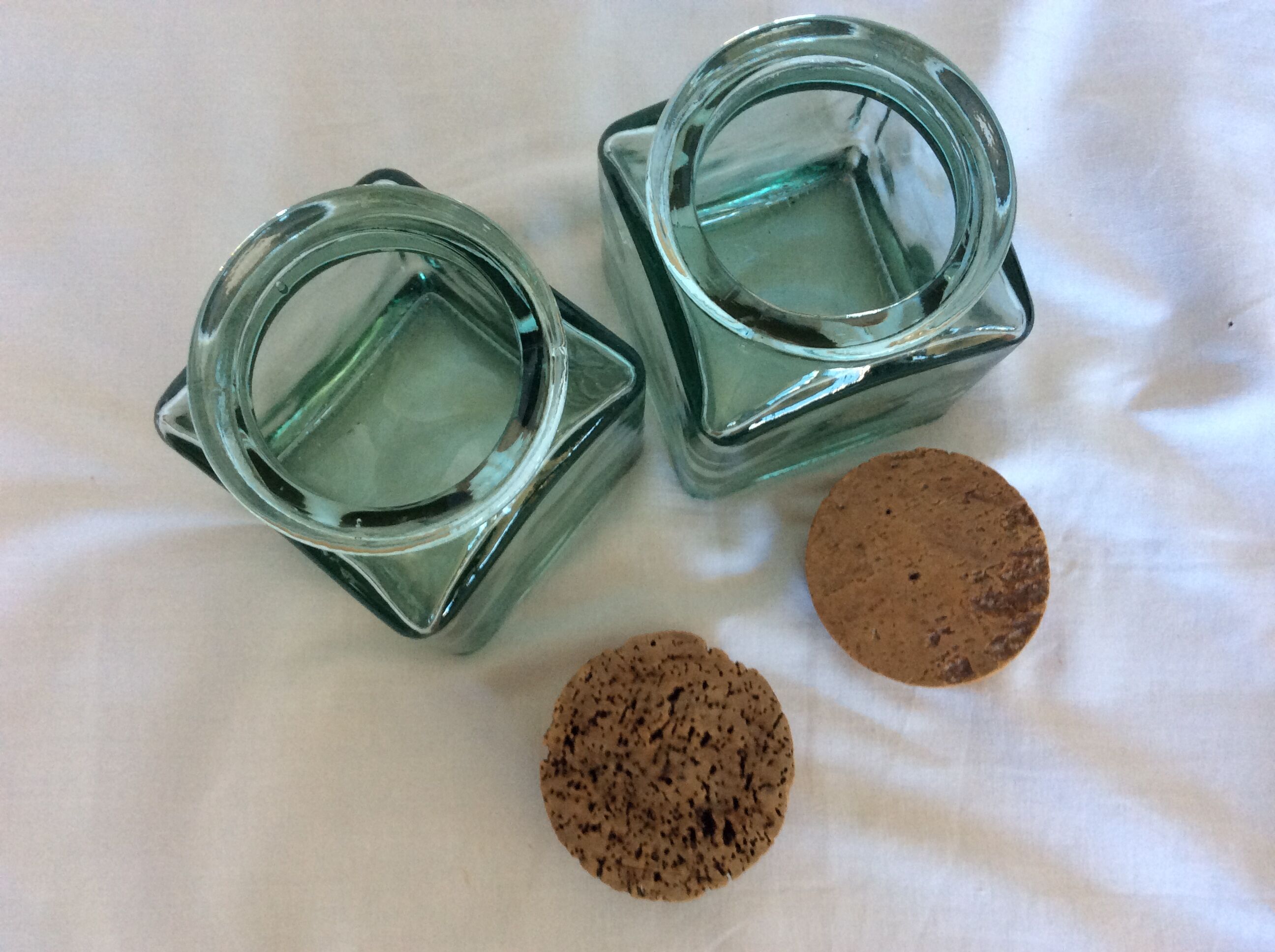 Duo of square jars