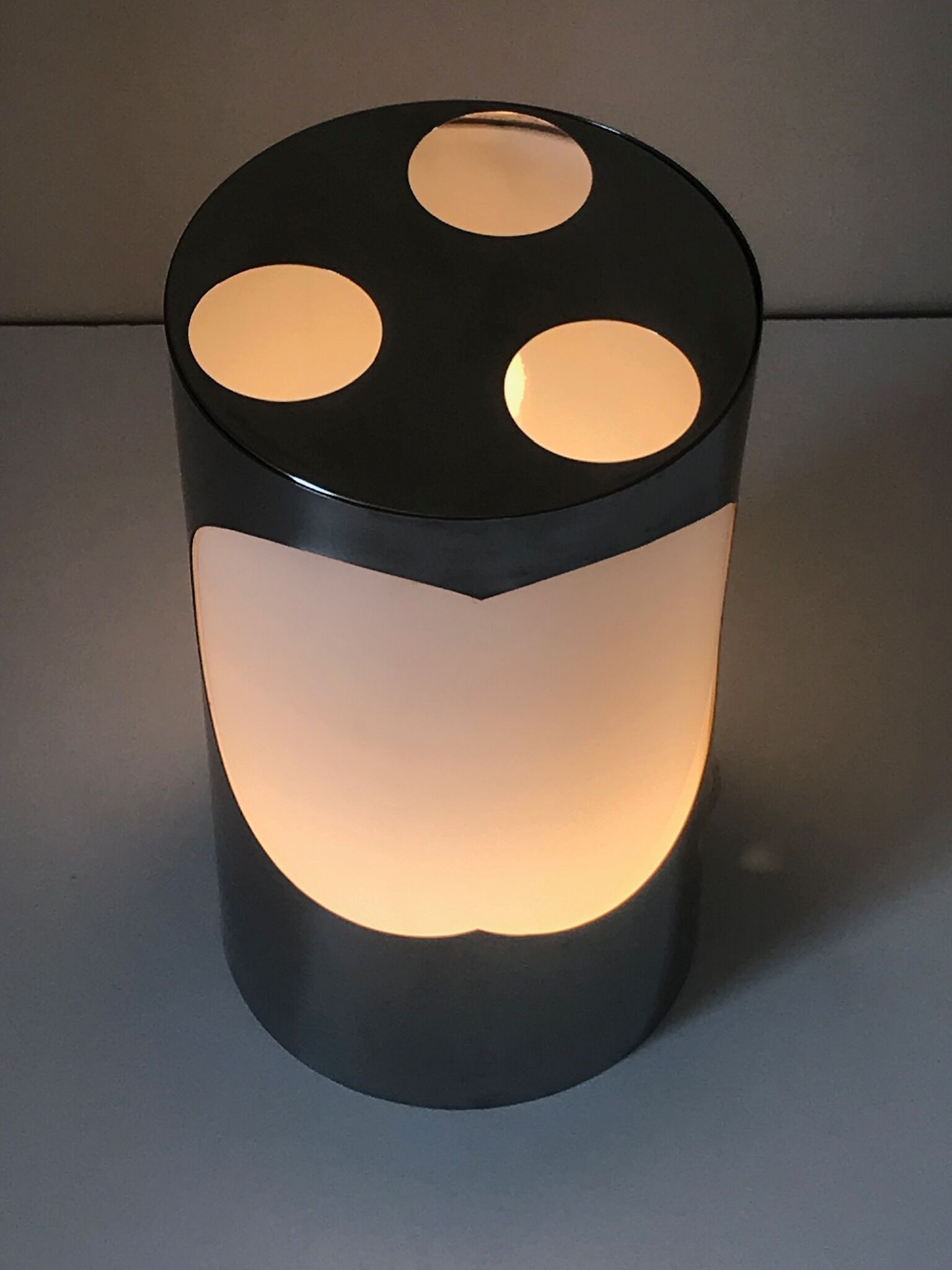 Lamp stainless steel and design perpex Space Age 1970