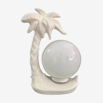 Ceramic palm lamp and opal globe