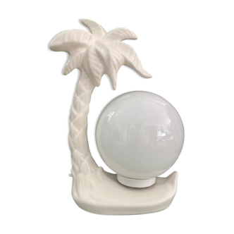 Ceramic palm lamp and opal globe