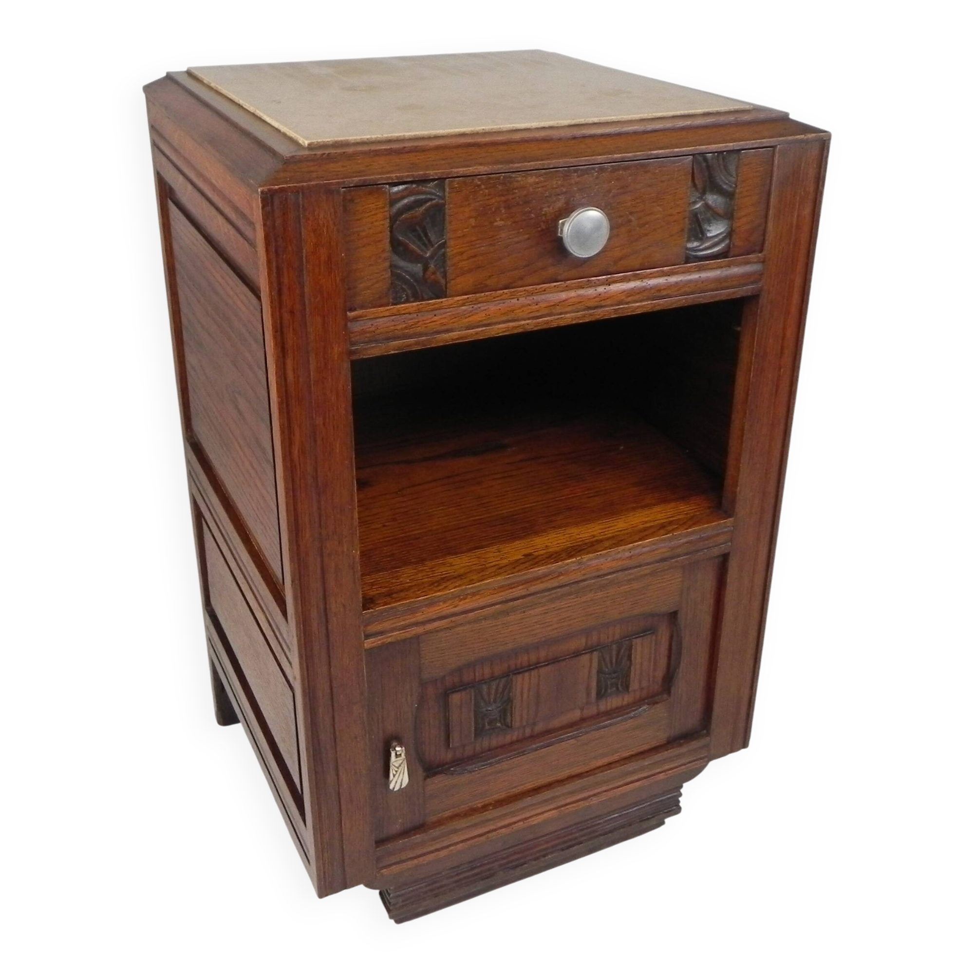 Art Deco bedside table with marble top, 1930s