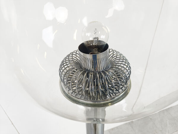 Lampe de sol vintage en chrome et verre, années 1970