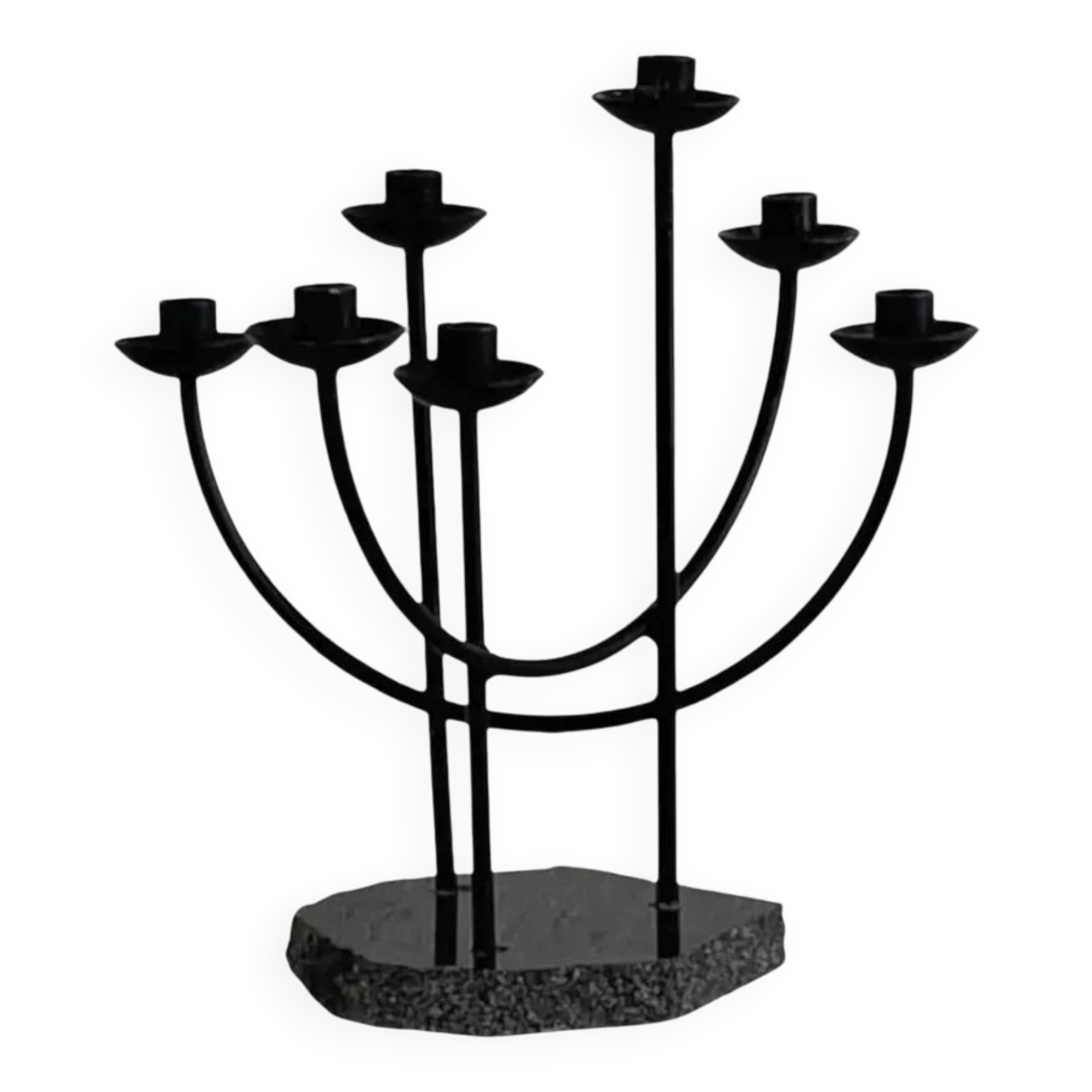 Metal candle holder and black quartz base