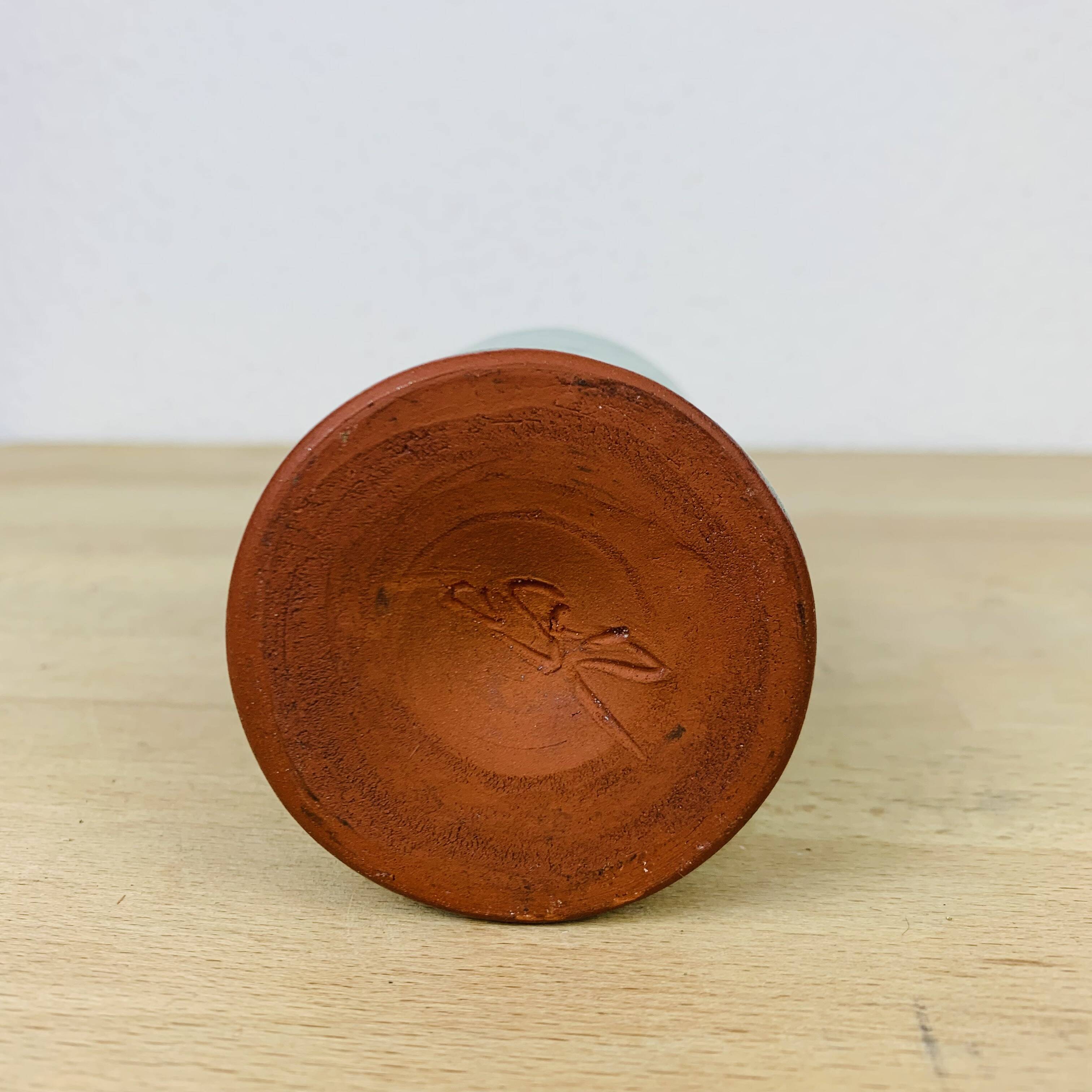 Blue ceramic bottle vase