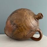 Large 19th century oil bottle in glazed earthenware