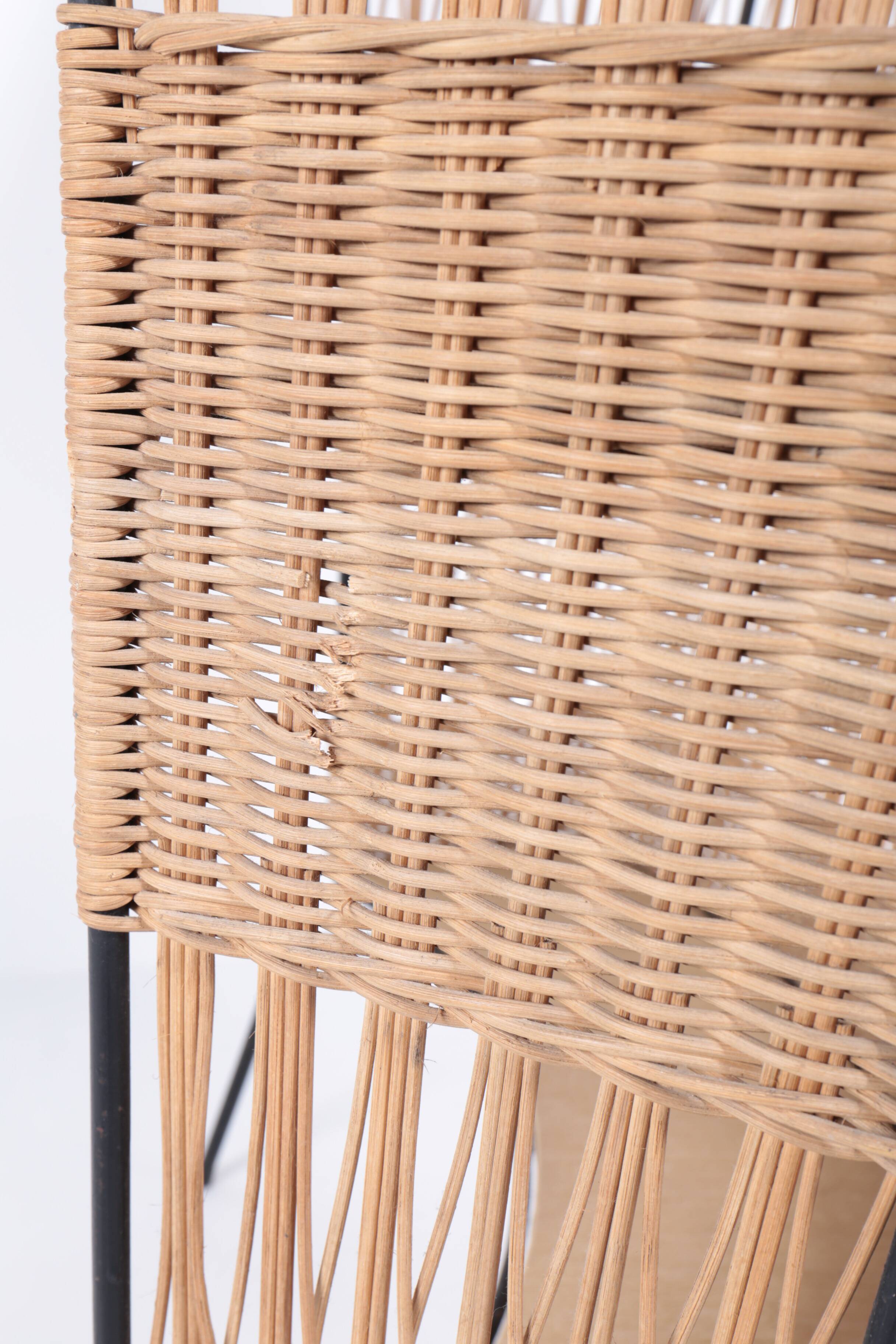 Vintage rattan and metal bar, 60s