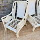 Pair of white rattan armchairs
