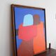 Figurative art couple blue background signed