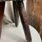 Tabouret de ferme français  tripode en bois années 60