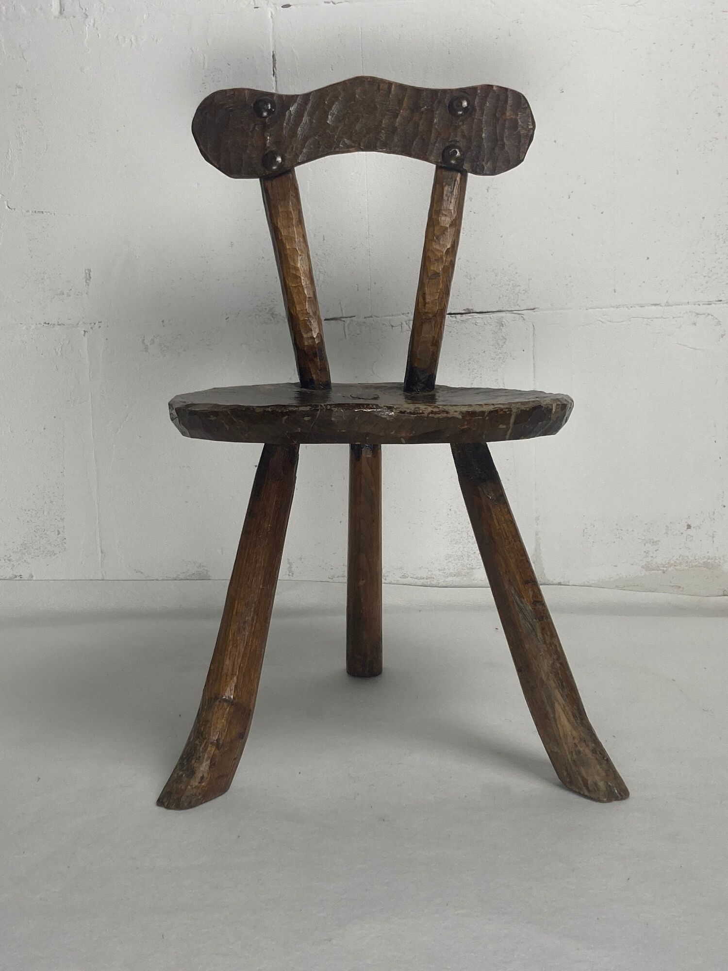 Brutalist Wabi Sabi milking chair, France ca 1950
