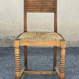 Set of 4 neo-Basque chairs in turned walnut