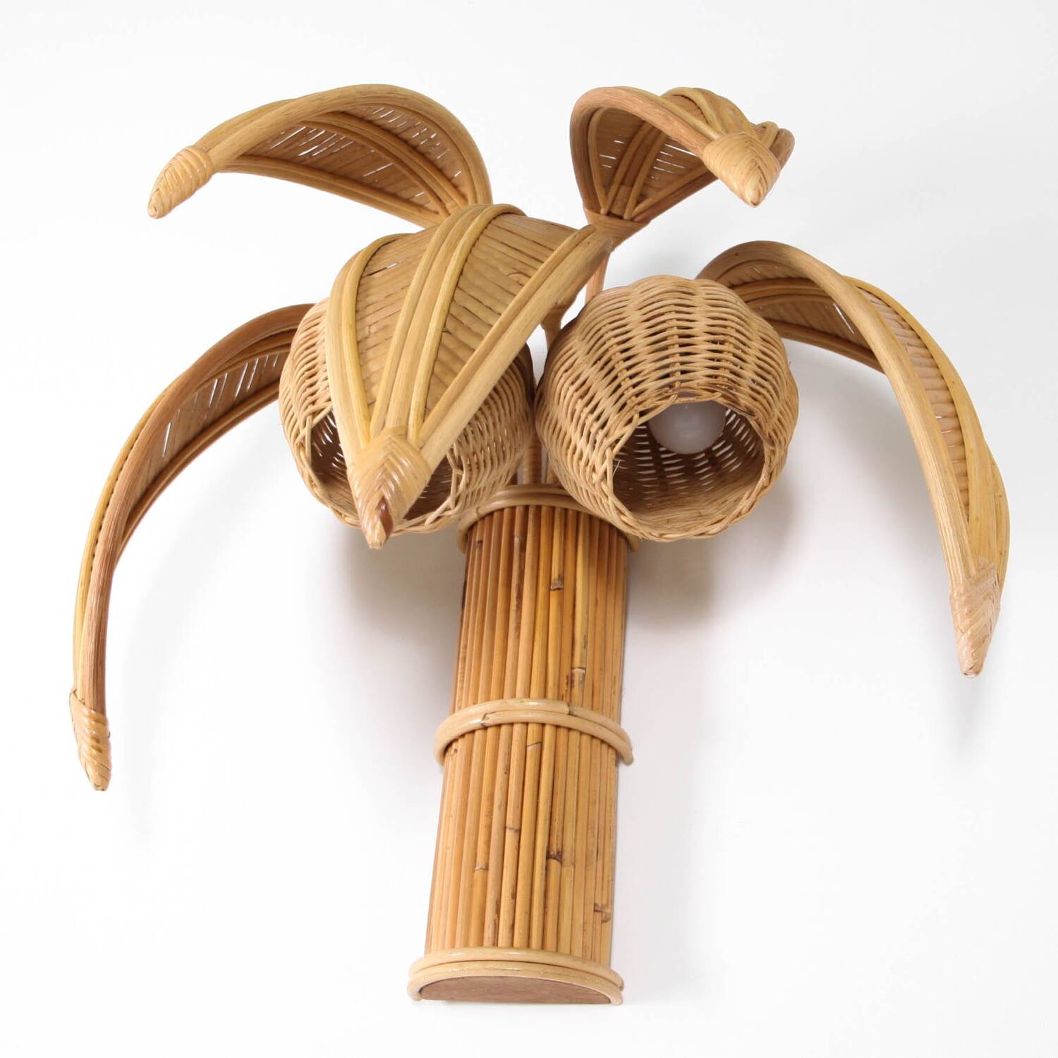 Pair of "coconut/palm" wall lights in rattan