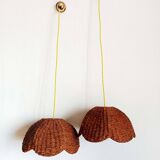 Pair of vintage wicker flower suspensions