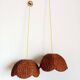 Paire de suspensions osier fleurs vintage
