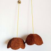 Pair of vintage wicker flower suspensions