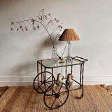 Bar cart in faux bamboo attributed to Maison Jansen.