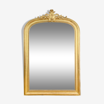 Miroir de cheminée en bois et stuc doré epoque Napoleon III - 147x99cm