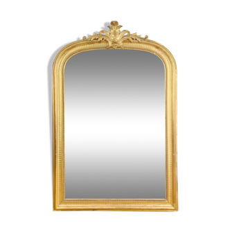 Miroir de cheminée en bois et stuc doré epoque Napoleon III - 147x99cm