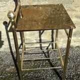 Bedside table or end table in mirrored glass and gold metal
