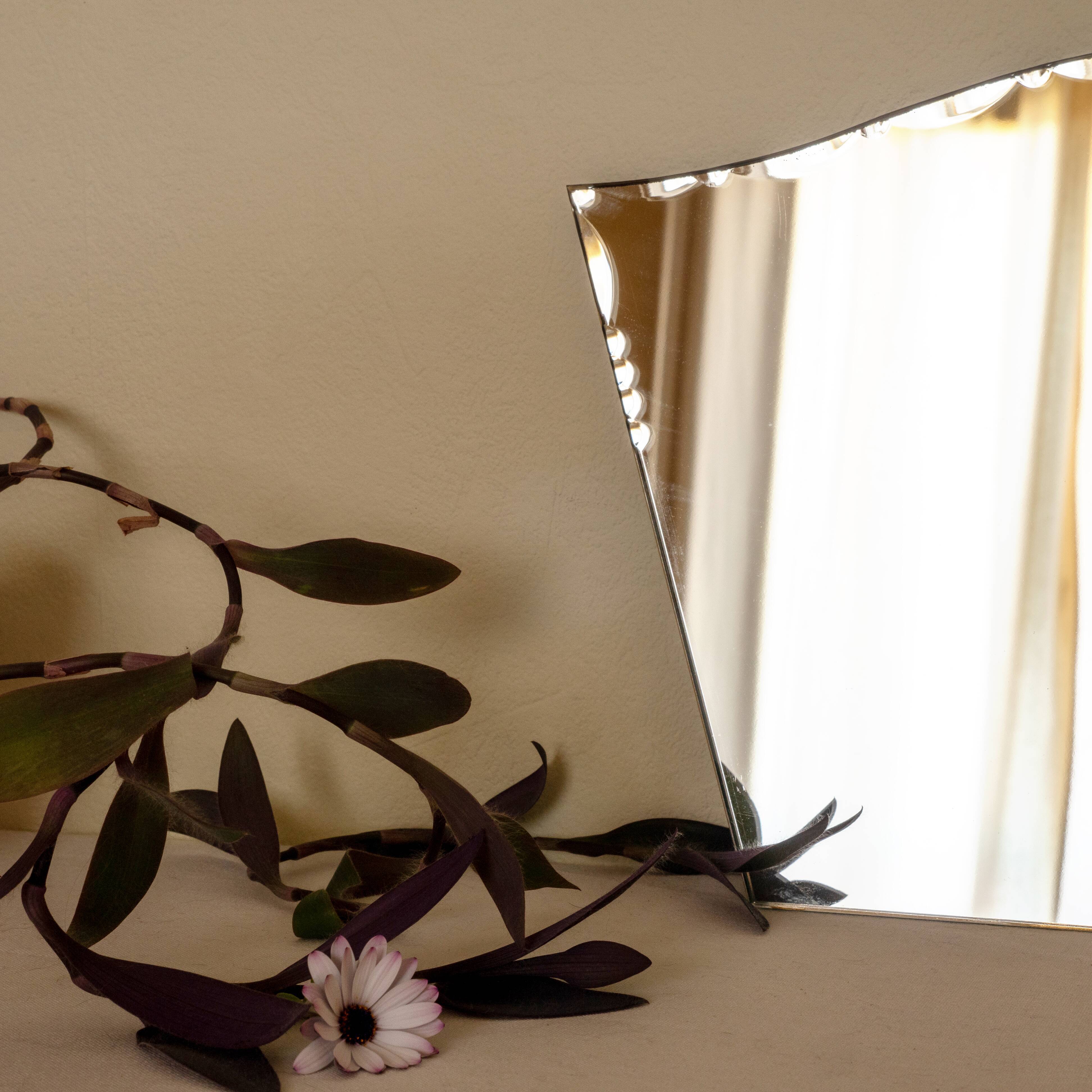 Ancient art deco bevelled mirror - 50x27cm