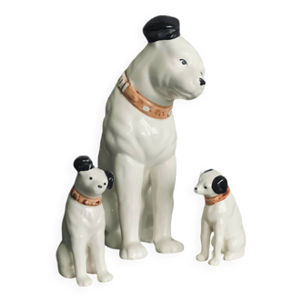 Nipper dog figurine set