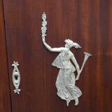 Empire style mahogany display bookcase with gilt bronze decoration and three doors.