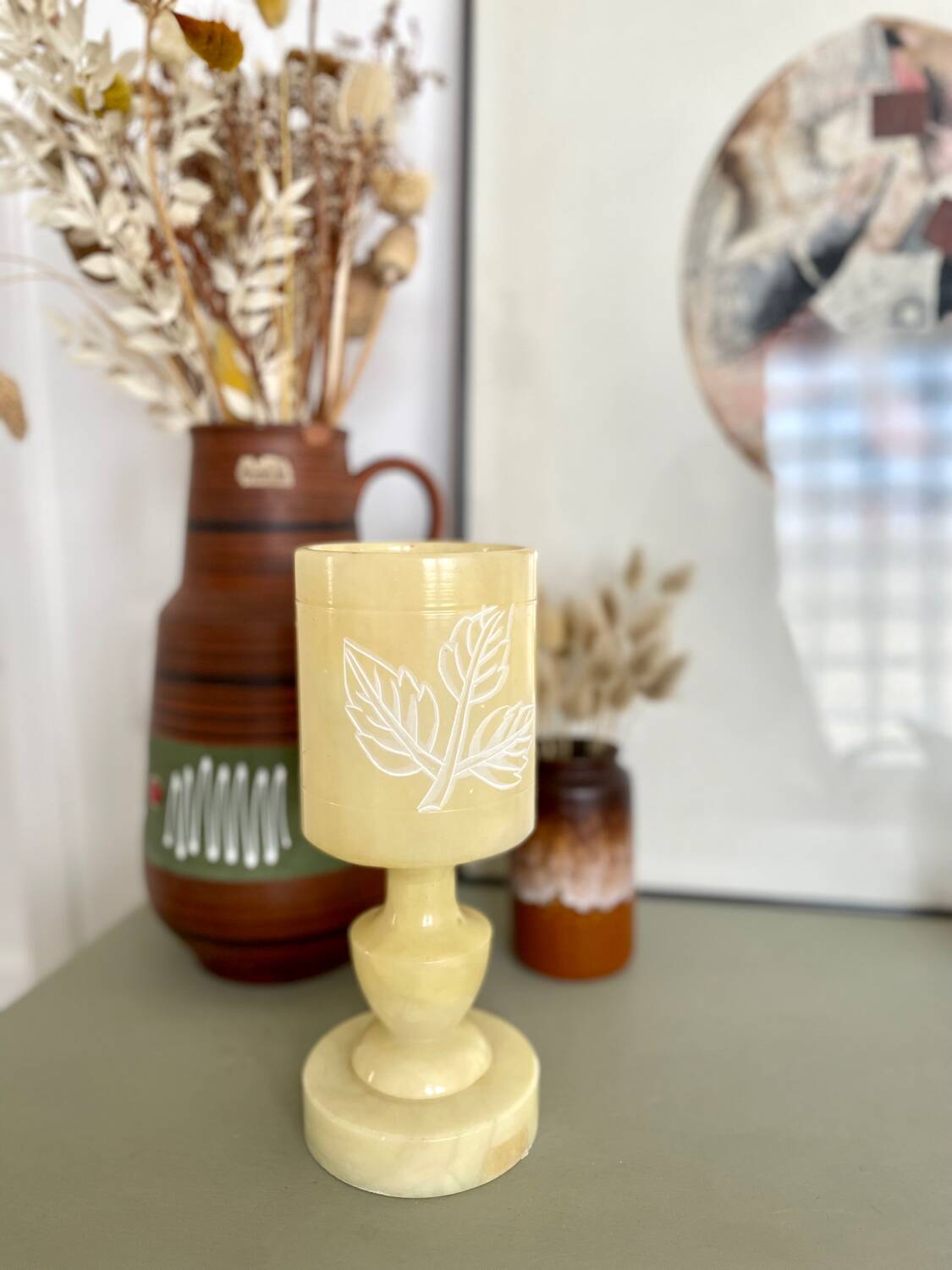 Small vintage alabaster floor lamp