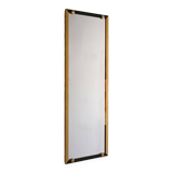Vintage rectangular mirror with gold and black metal frame