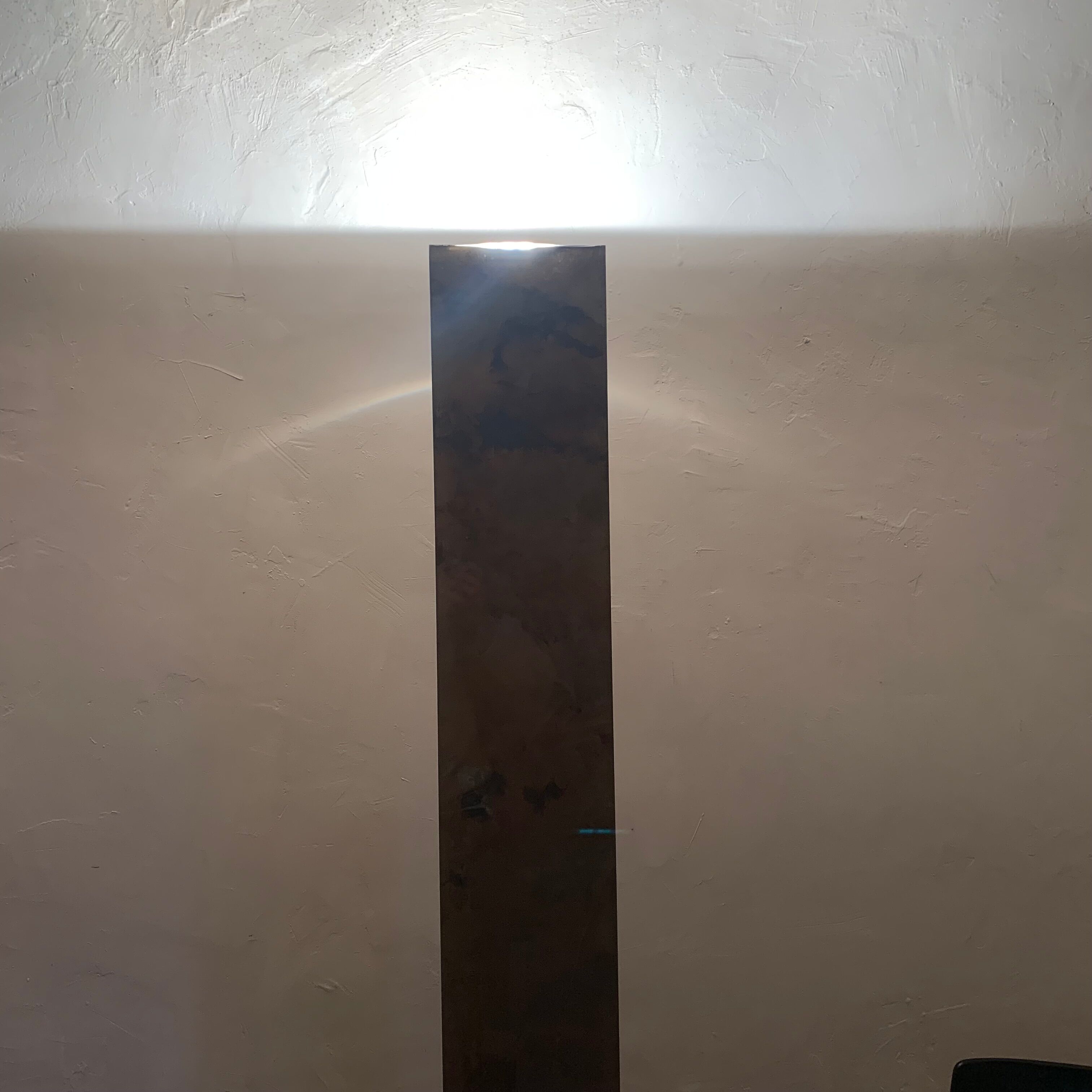 Totem column floor lamp in glass and vintage brass