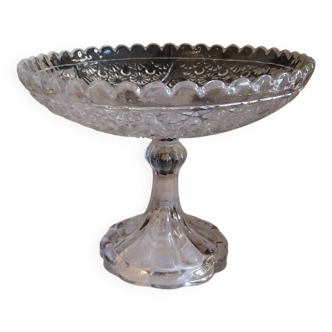 Old glass pedestal tray