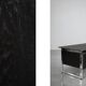 Vintage Mid-Century Danish Modern Minimalist Black Oak Desk with Chrome Base