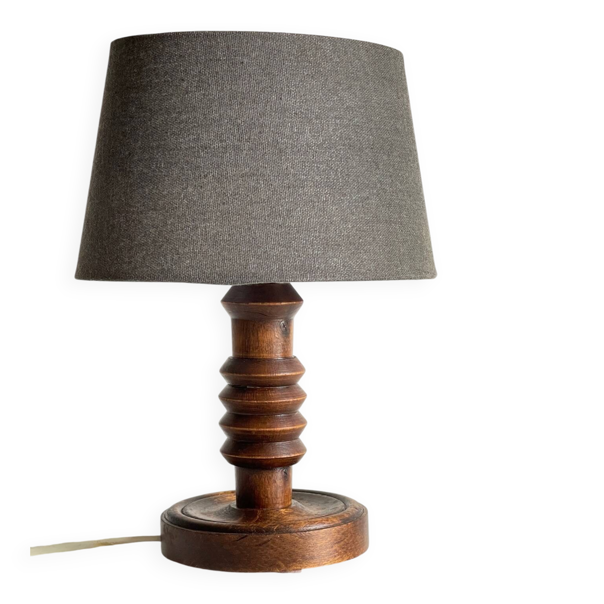 Vintage Charles Dudouyt Style Wooden Lamp