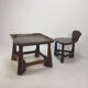 Mid Century set of wooden Chair and Table, 1950's