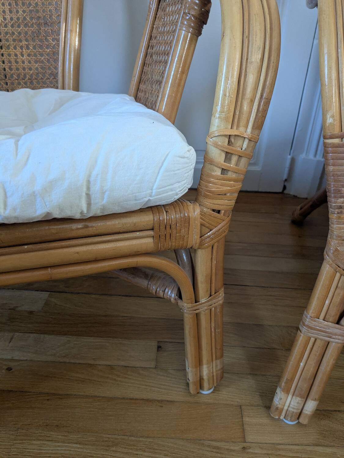 Pair of rattan armchairs