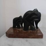 Serre-livres art déco, bois et marbre, Armand