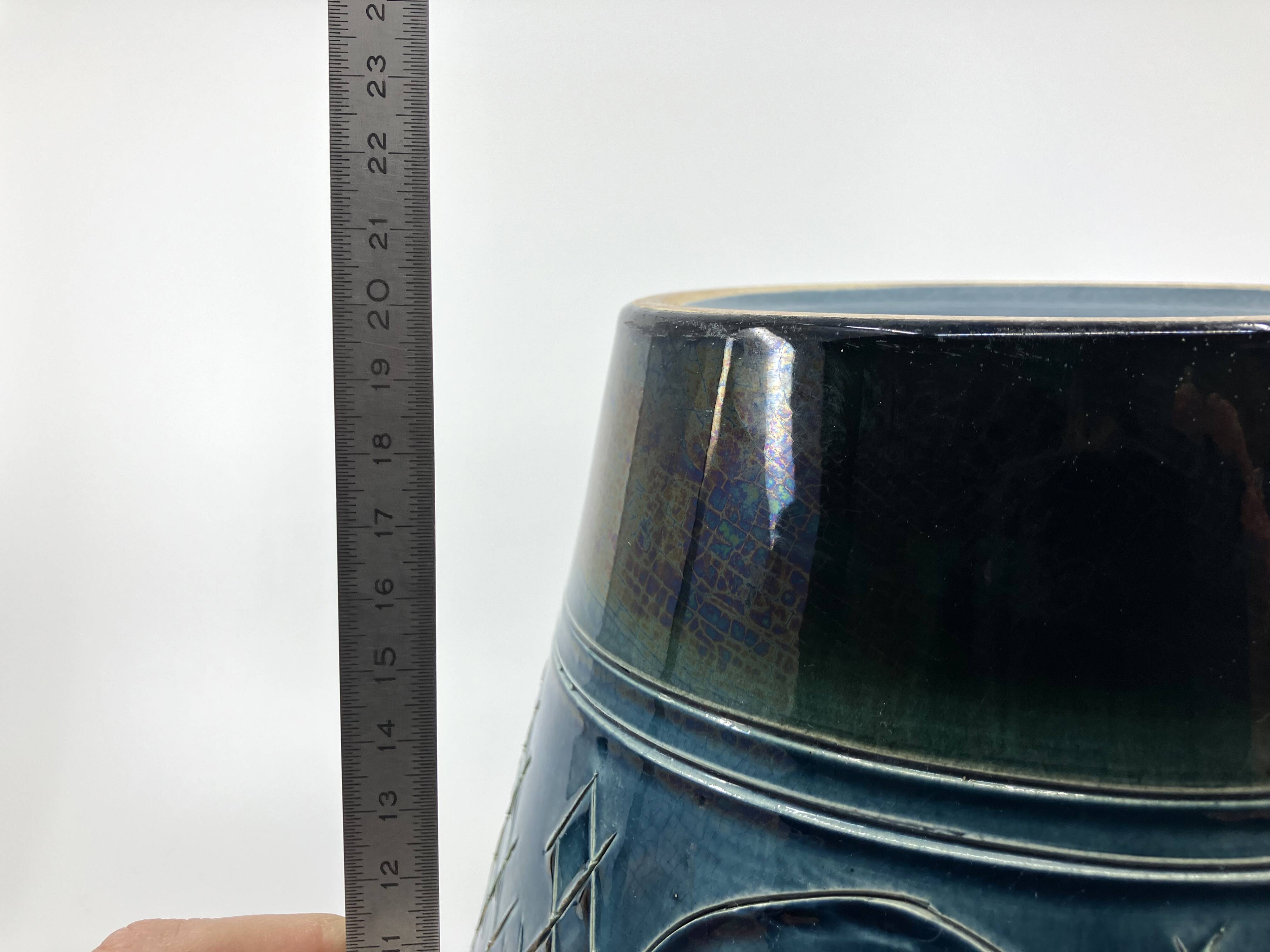 Large blue and green glazed ceramic planter • Ü Keramik • 1960-70