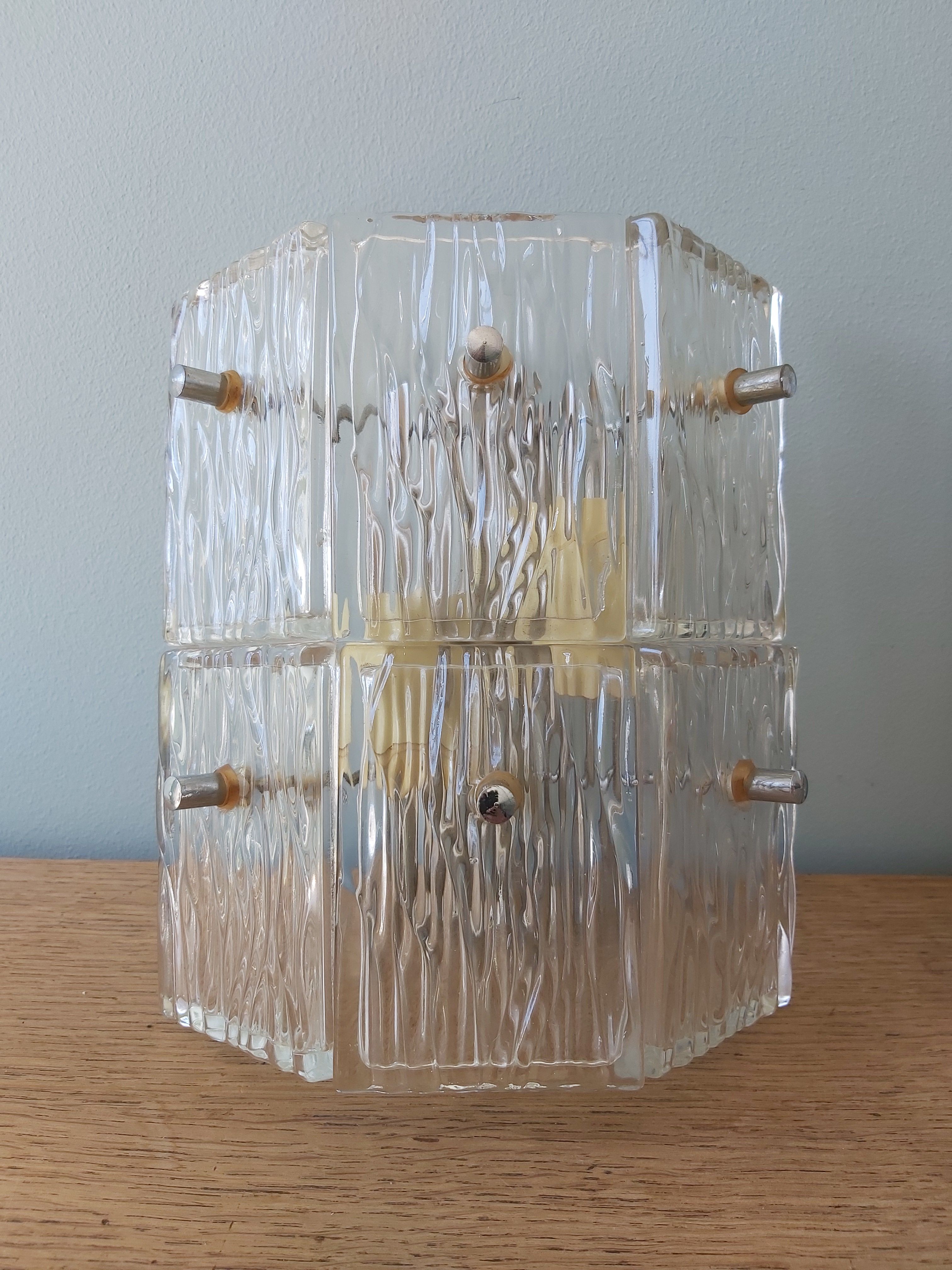 Pair of vintage frosted glass wall lamps, 1960s