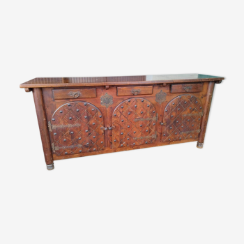 Solid wood sideboard with forged locks