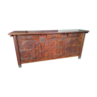 Solid wood sideboard with forged locks