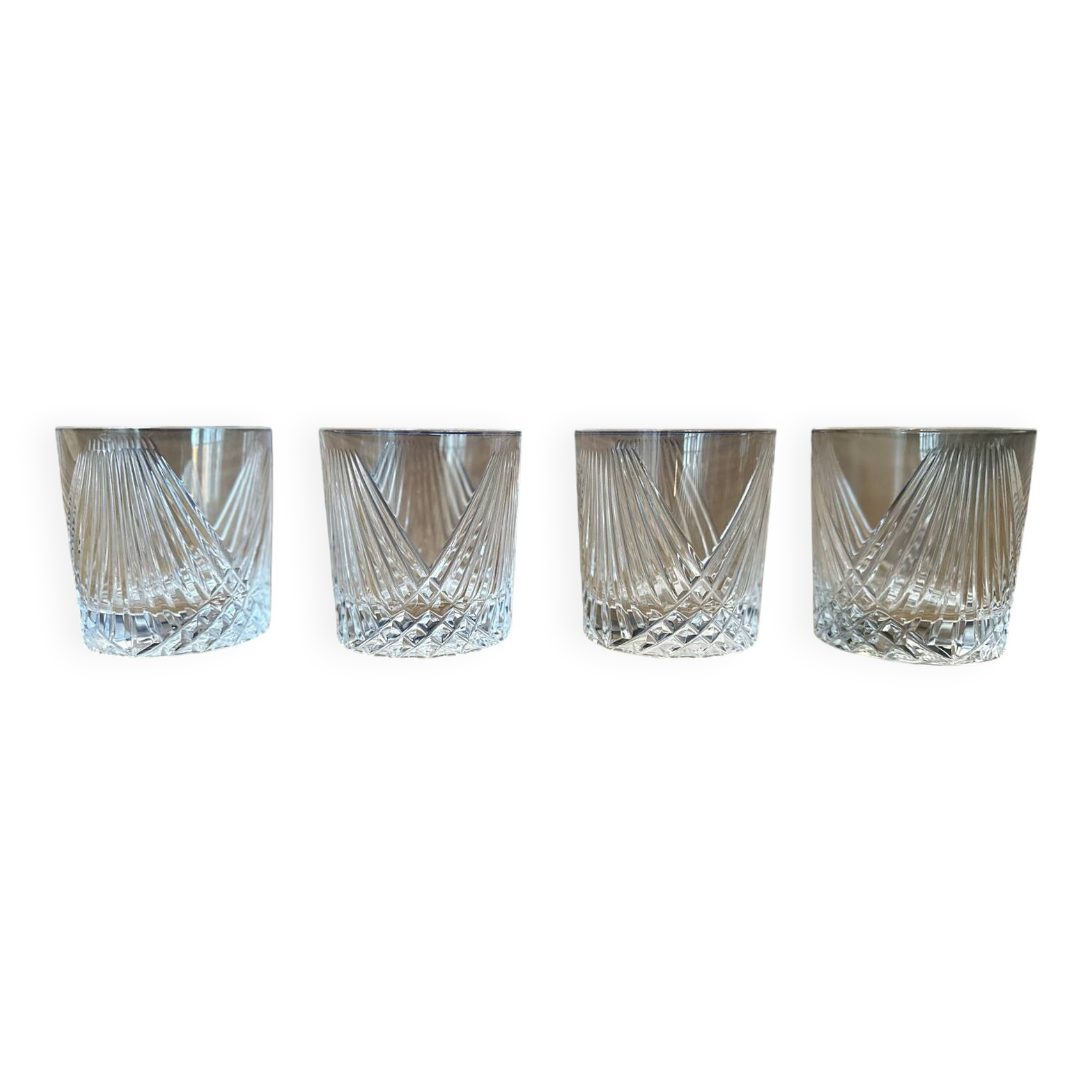 Set of vintage crystal whiskey glasses