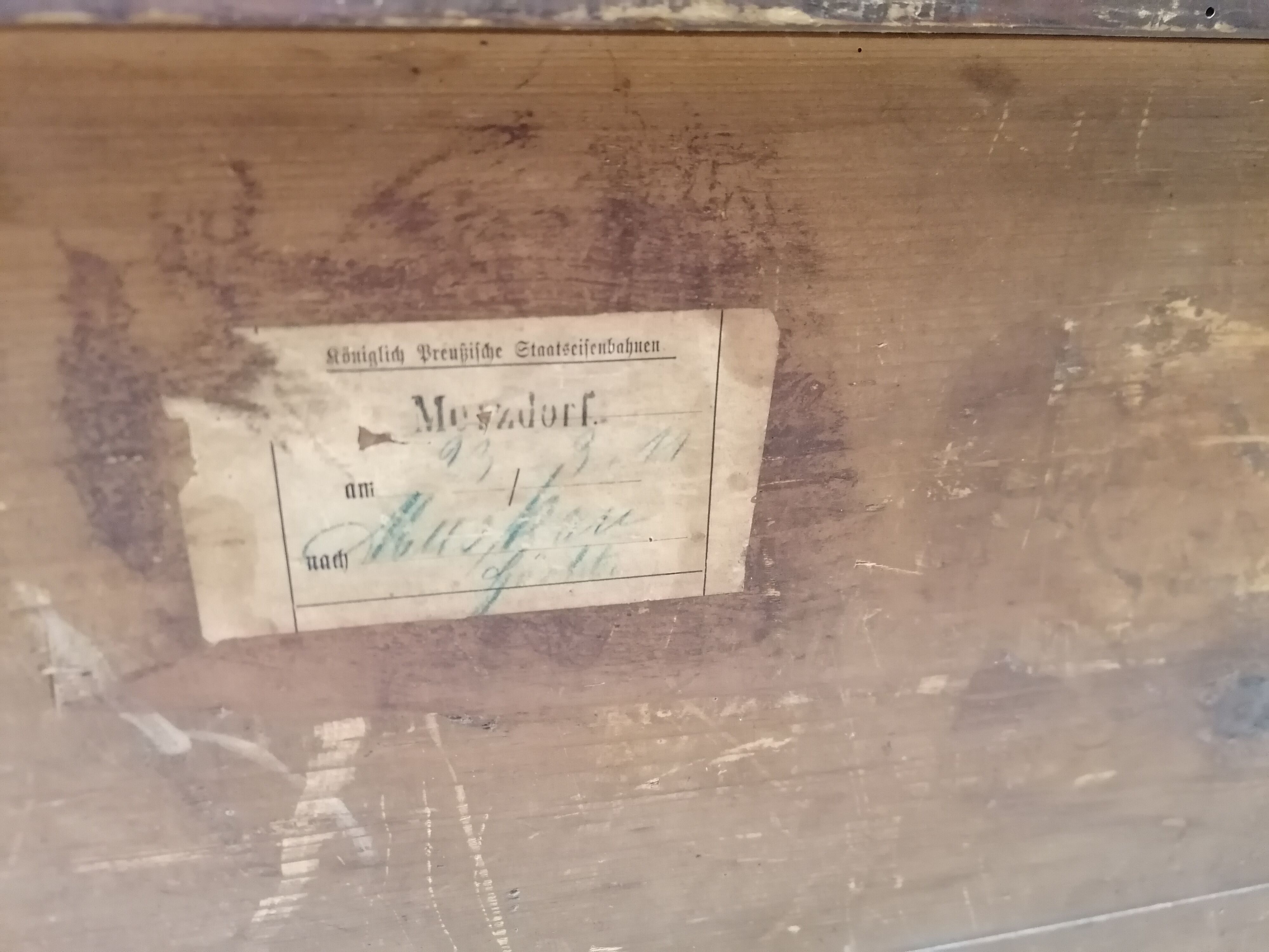 Large vintage chest old wooden trunk