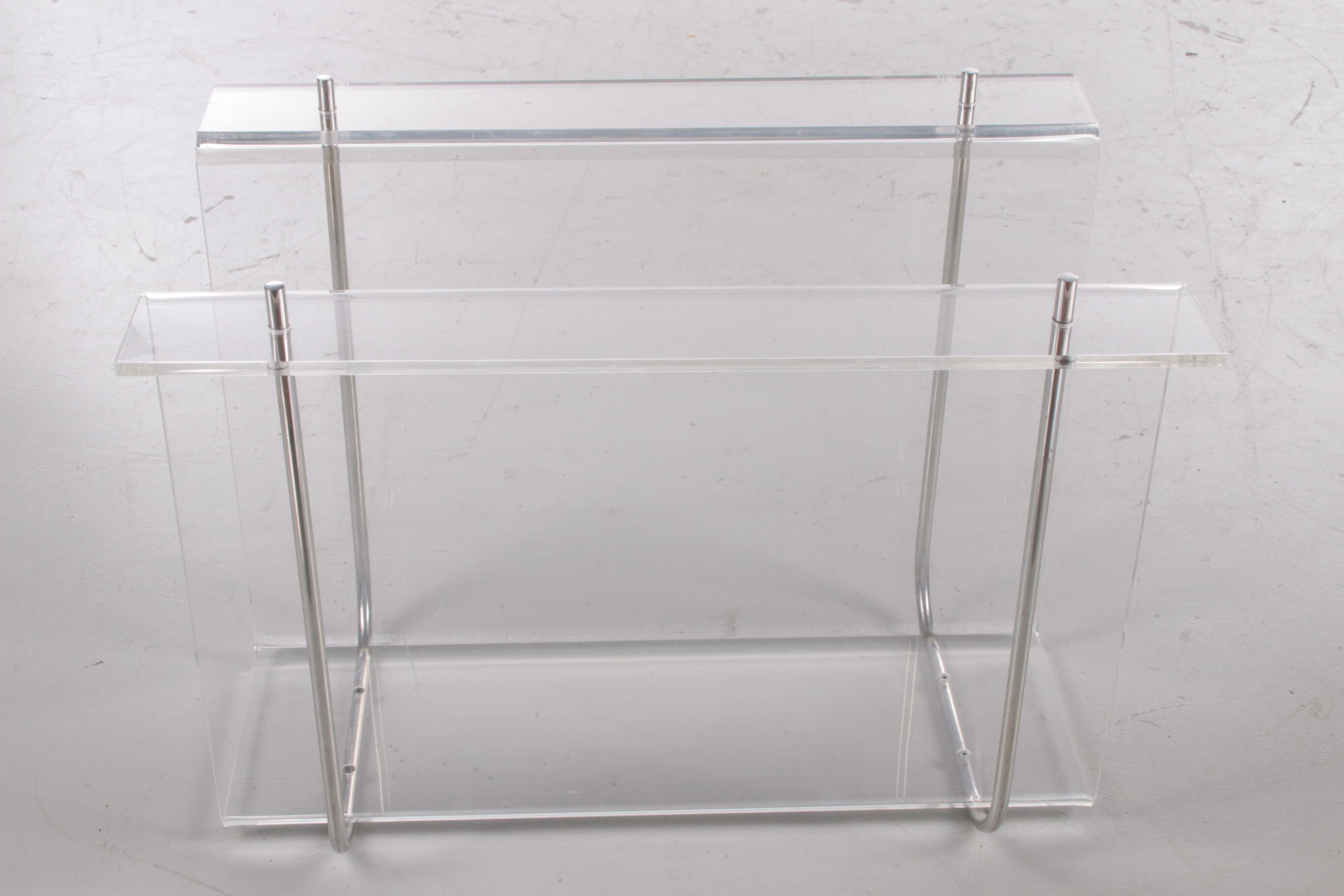 Plexiglass Storage rack with metal accents, 1970