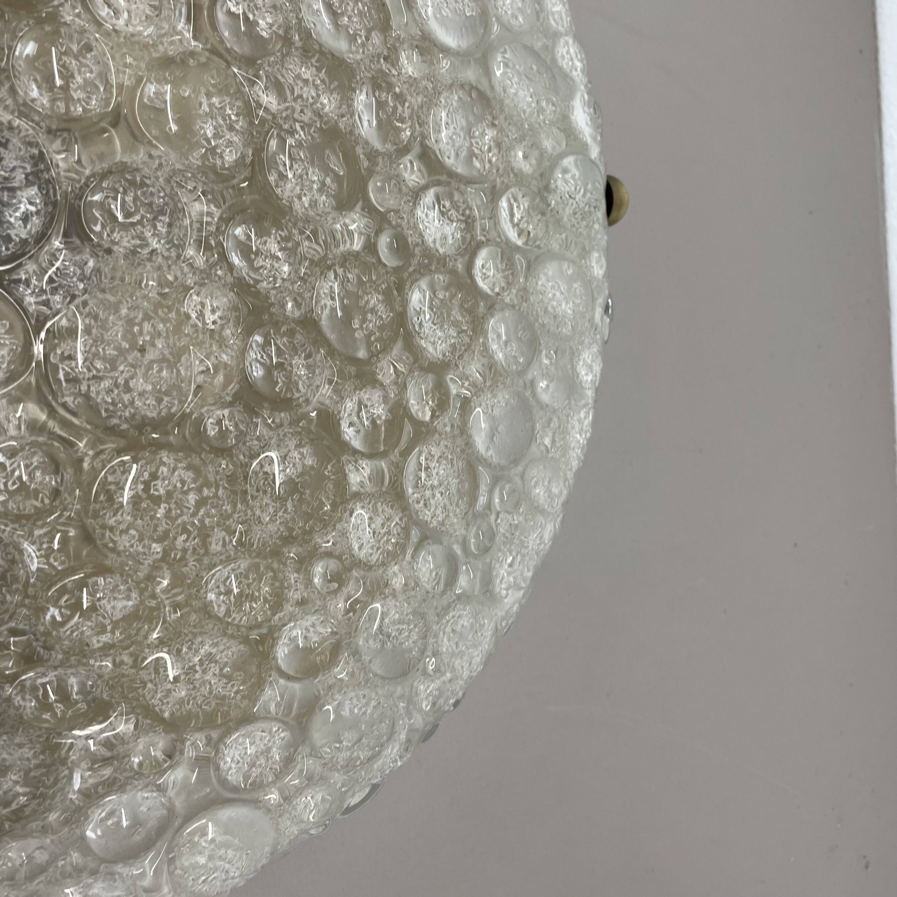 Large 40cm Murano Ice Glass Flushmount Wall Light by Hillebrand Leuchten, 1