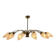 Brass chandelier, textured glass, 1960.