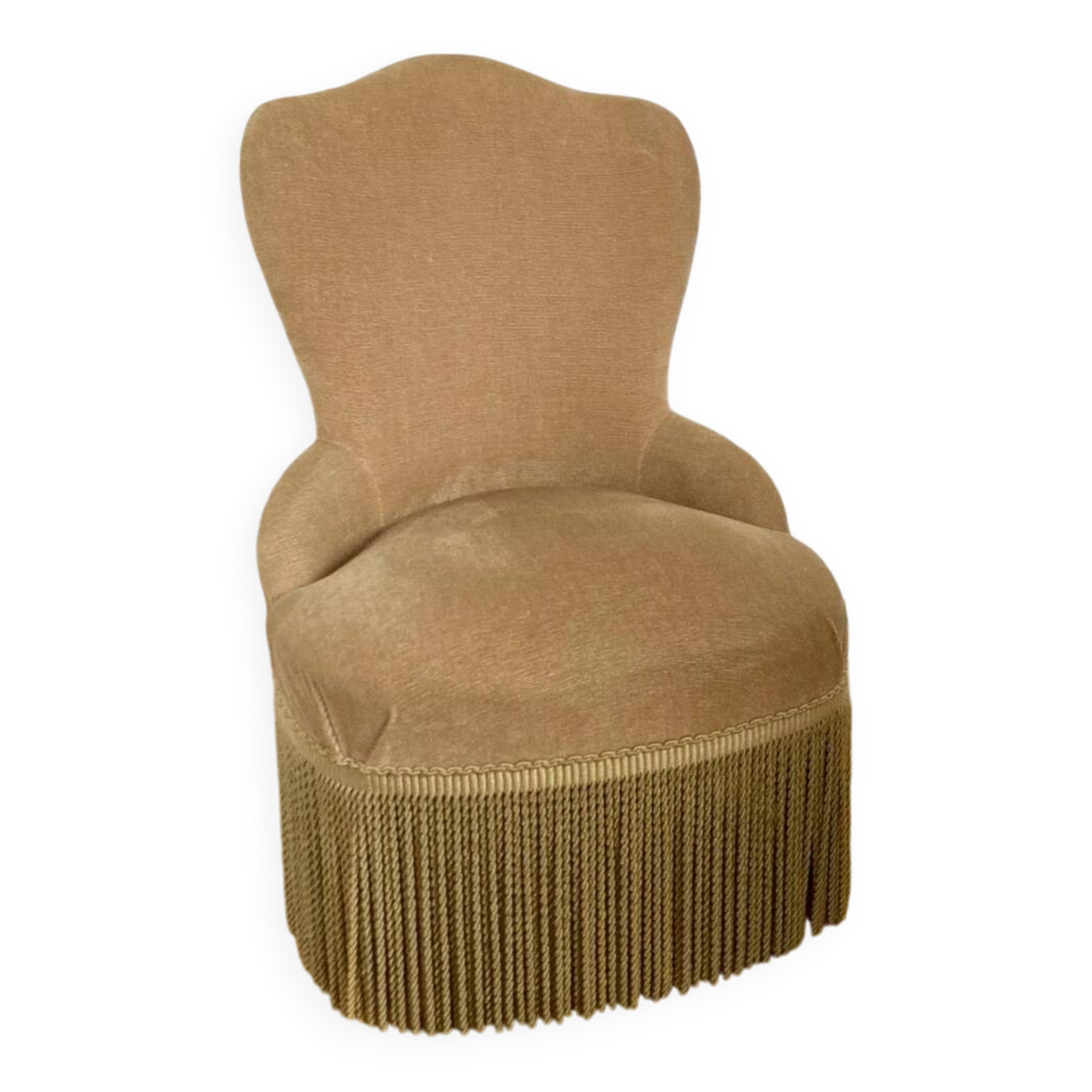 Beige velvet armchair