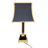 Vintage table lamp in gold brass and black marble