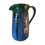 Saint clement-les-places pitcher in blue and green glazed ceramic