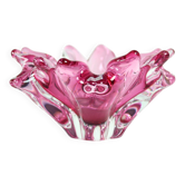 1960s Pink Art Glass Bowl, Frantisek Zemek Czechoslovakia