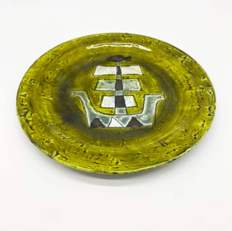 Ceramic plate "Ship", 1950s